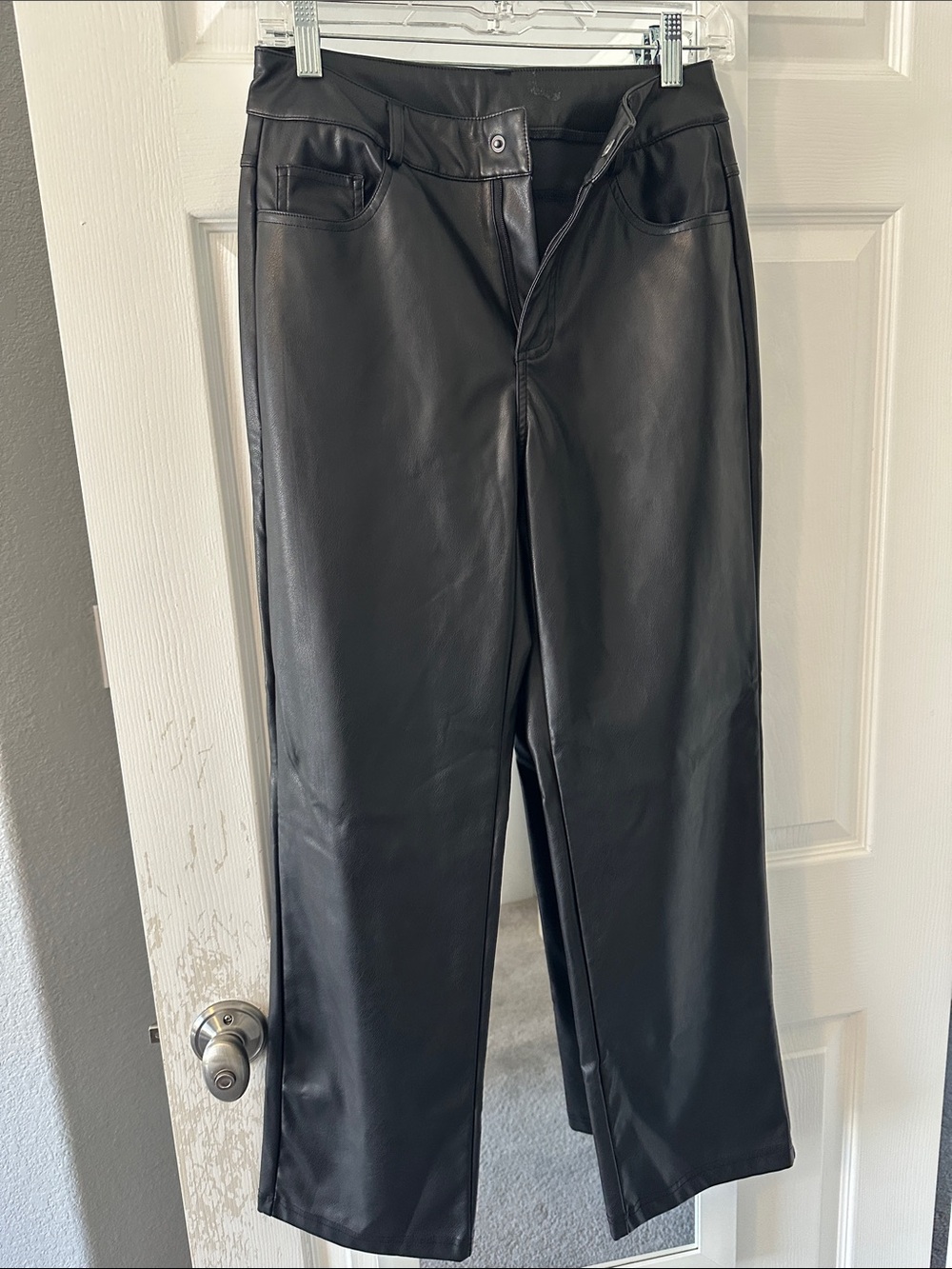 Amazon Black Wide Leg Faux Leather Pants